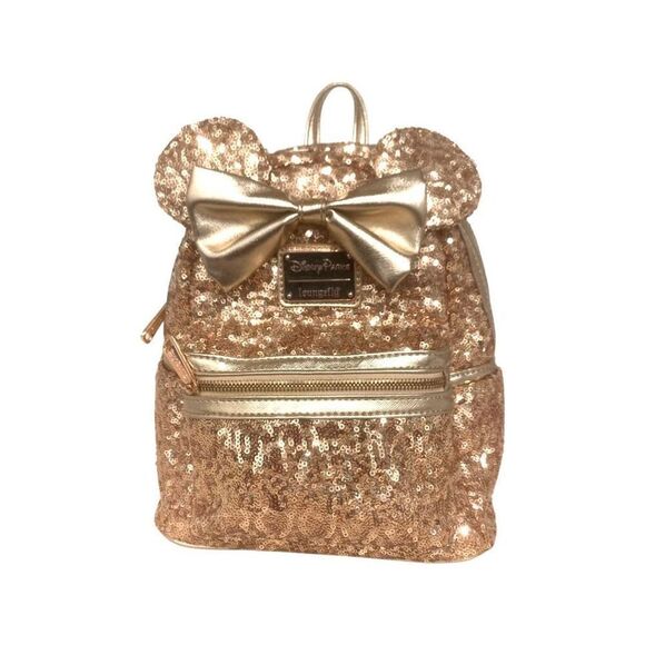Rare Rose Gold Sequin Disney Loungefly Backpack - Picture 1 of 7